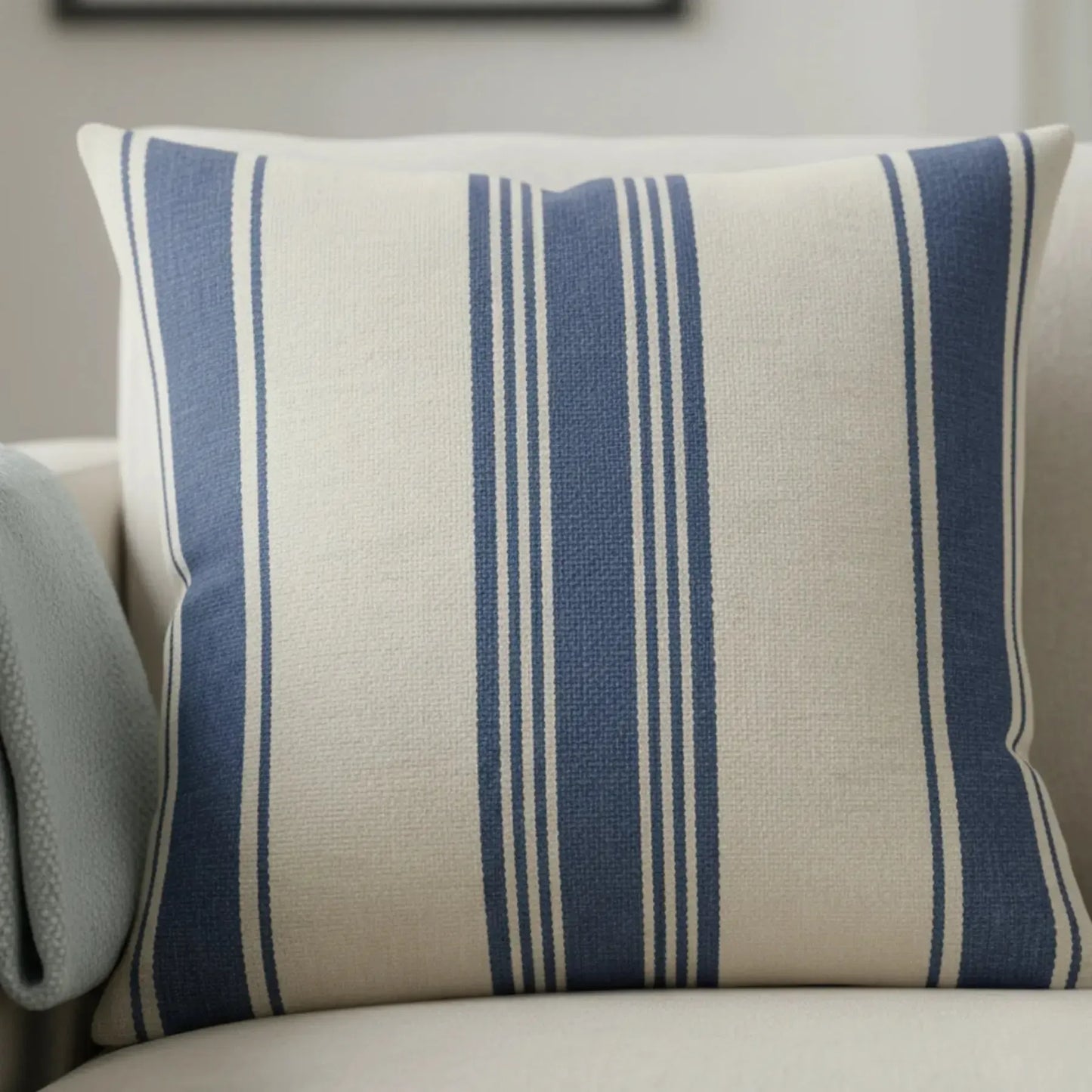 Almofada Linho 52x52 Verde Listrado Modelo 1