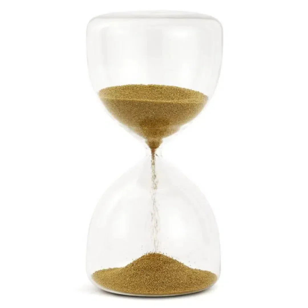Ampulheta em Vidro com Areia 15 Minutos Dourada 20x10cm Mart