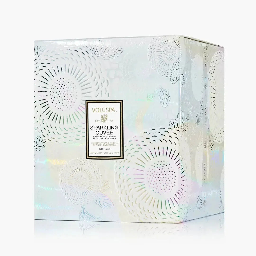 Vela Voluspa Vaso Pedestal 3 Pavios Sparkling Cuvee 80 Horas