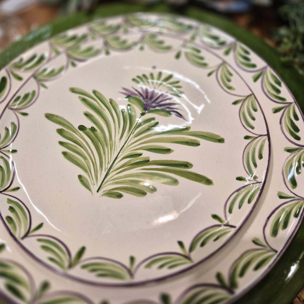 Prato Sobremesa Cerâmica Sinuoso 20cm Flor de Alcachofra