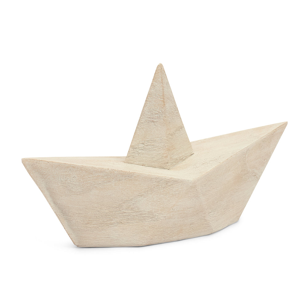 Escultura Barco em Poliresina Bege Mart 10,5x19x7,5cm