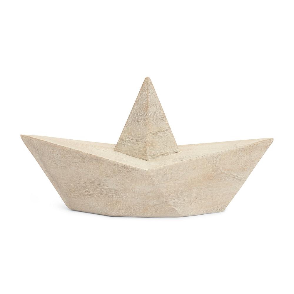 Escultura Barco em Poliresina Bege Mart 14x25,5x9,5cm