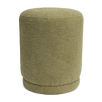 Puff em Bouclé e Madeira Redonda Verde 37cm Mart