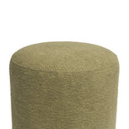 Puff em Bouclé e Madeira Redonda Verde 37cm Mart