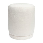 Puff em Bouclé e Madeira Redonda Verde 37cm Mart