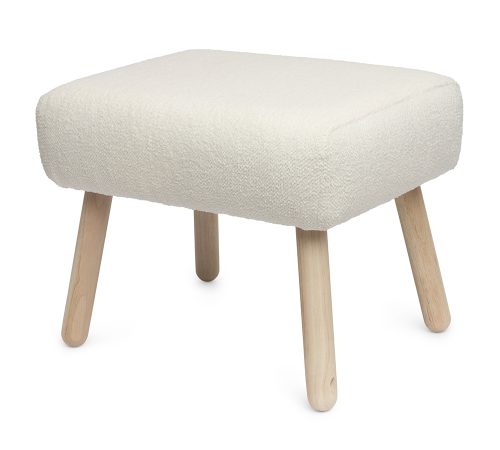 Puff em Bouclé e Madeira Retangular 26x48,5x32,5cm Mart