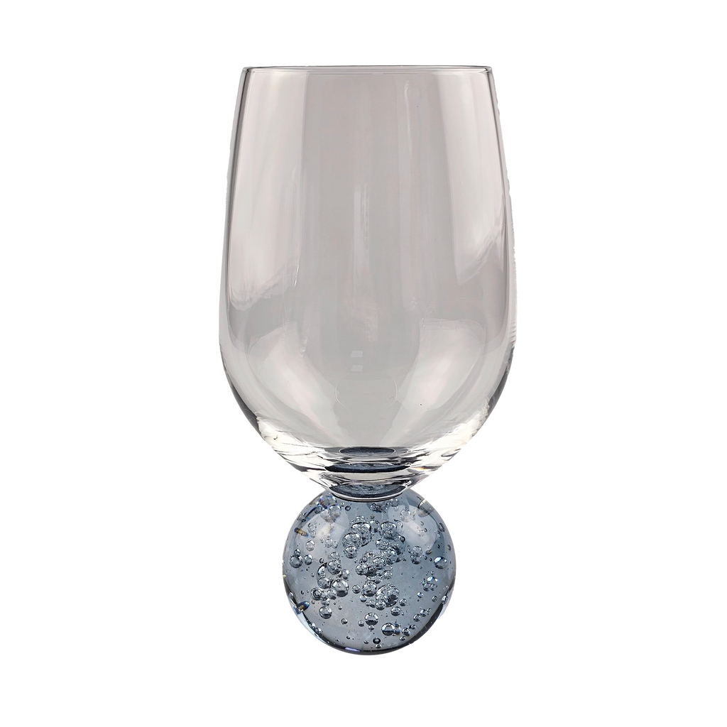 Conjunto 6 Taças de Vidro Transparente base Esfera Azul Bubble 400ml
