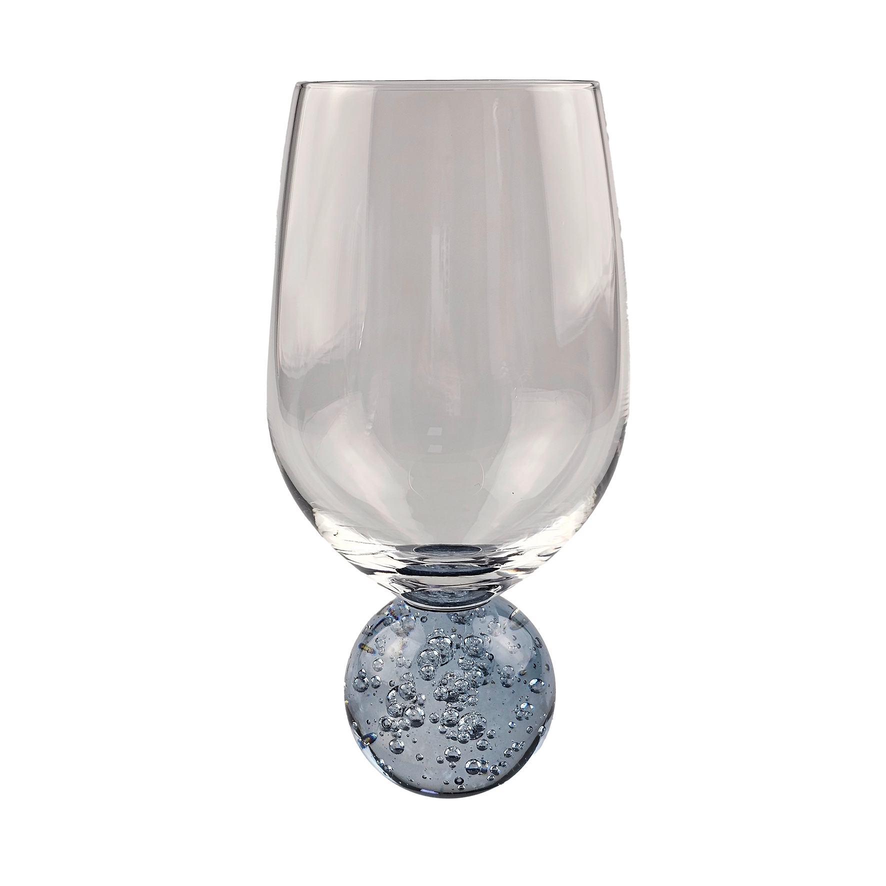 Conjunto 6 Taças de Vidro Transparente base Esfera Azul Bubble 400ml