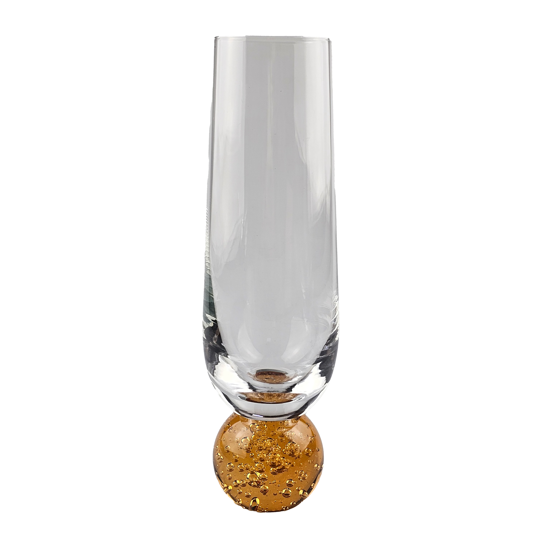 Conjunto 6 Taças para Champagne Vidro Transparente base Esfera Mel Bubble 300ml