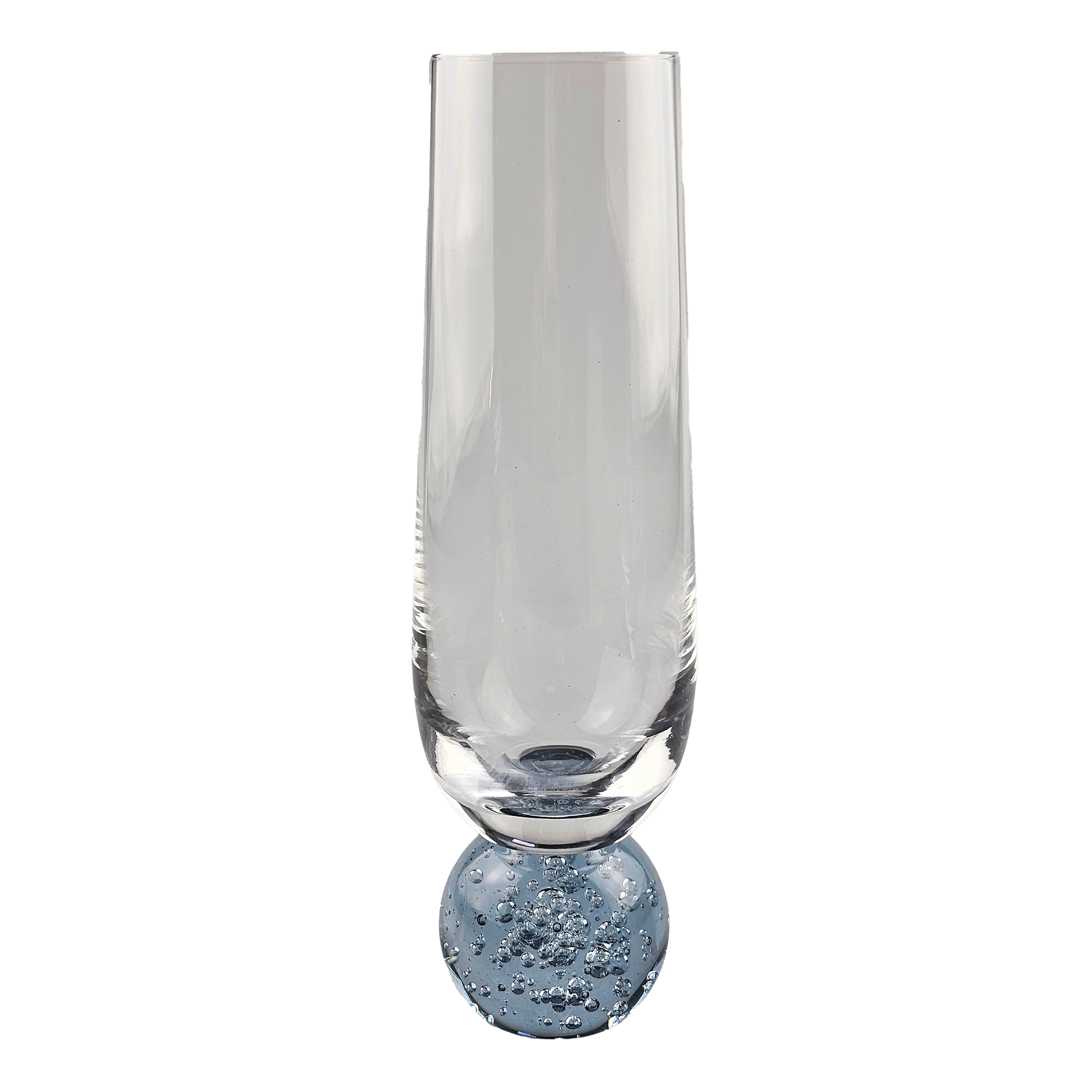 Conjunto 6 Taças para Champagne Vidro Transparente base Esfera Azul Bubble 300ml