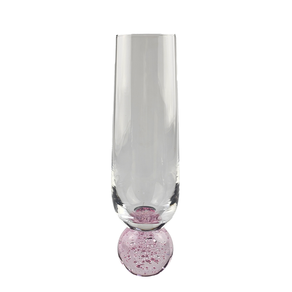 Conjunto 6 Taças para Champagne Vidro Transparente base Esfera Azul Bubble 300ml