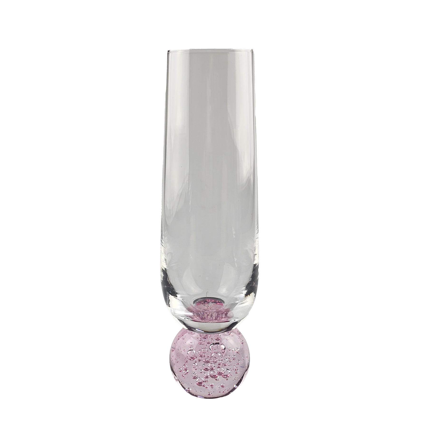 Conjunto 6 Taças para Champagne Vidro Transparente base Esfera Azul Bubble 300ml