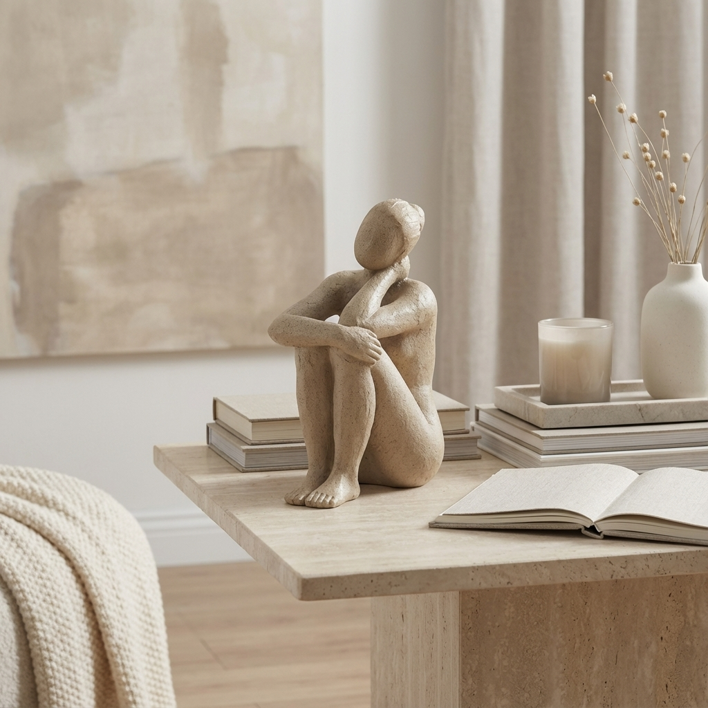 Escultura Mulher em Poliresina Areia Sutileza Mart 22x9x14cm