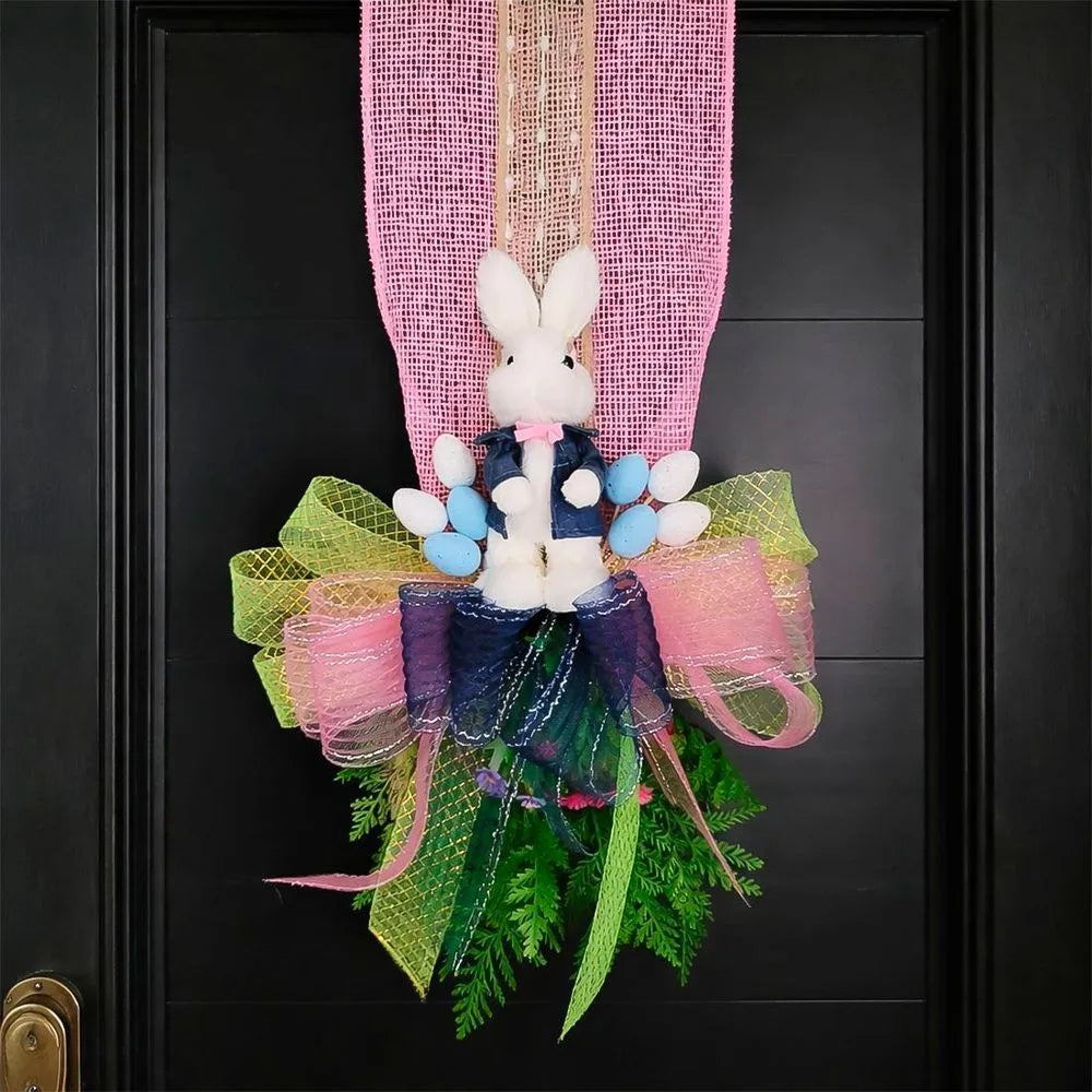 Escapulário Decoração Pascoa Para Porta Casal Coelho Laço 2m