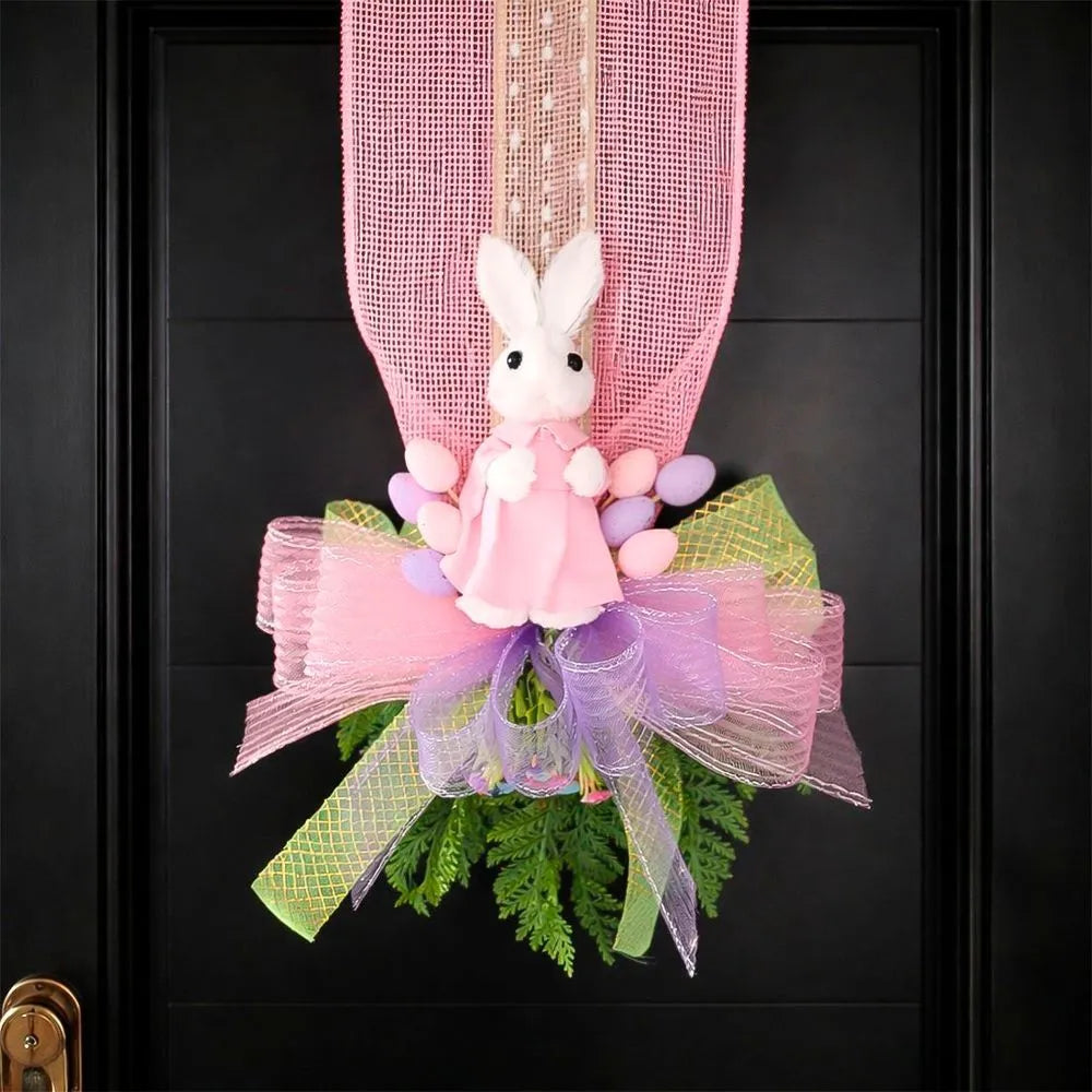Escapulário Decoração Pascoa Para Porta Casal Coelho Laço 2m