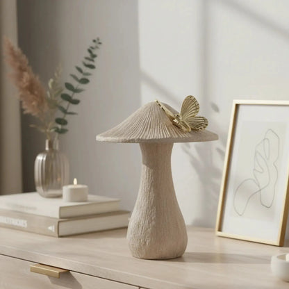 Adorno Cogumelo Poliresina Butterfly 18cm