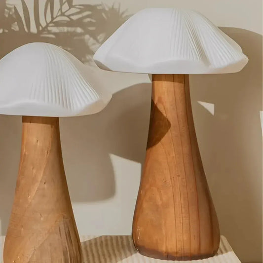 Adorno Decorativo Cogumelo Led Cerâmica Branco/ Bege 24,5x15,7x15,3cm Florarte