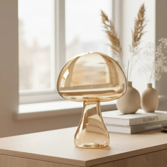 Adorno Decorativo Cogumelo Vidro Âmbar Luster 17,5x12,5cm Florarte