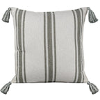 Almofada Bouclé Azul 60x60 Listra e Pingente de Tecido