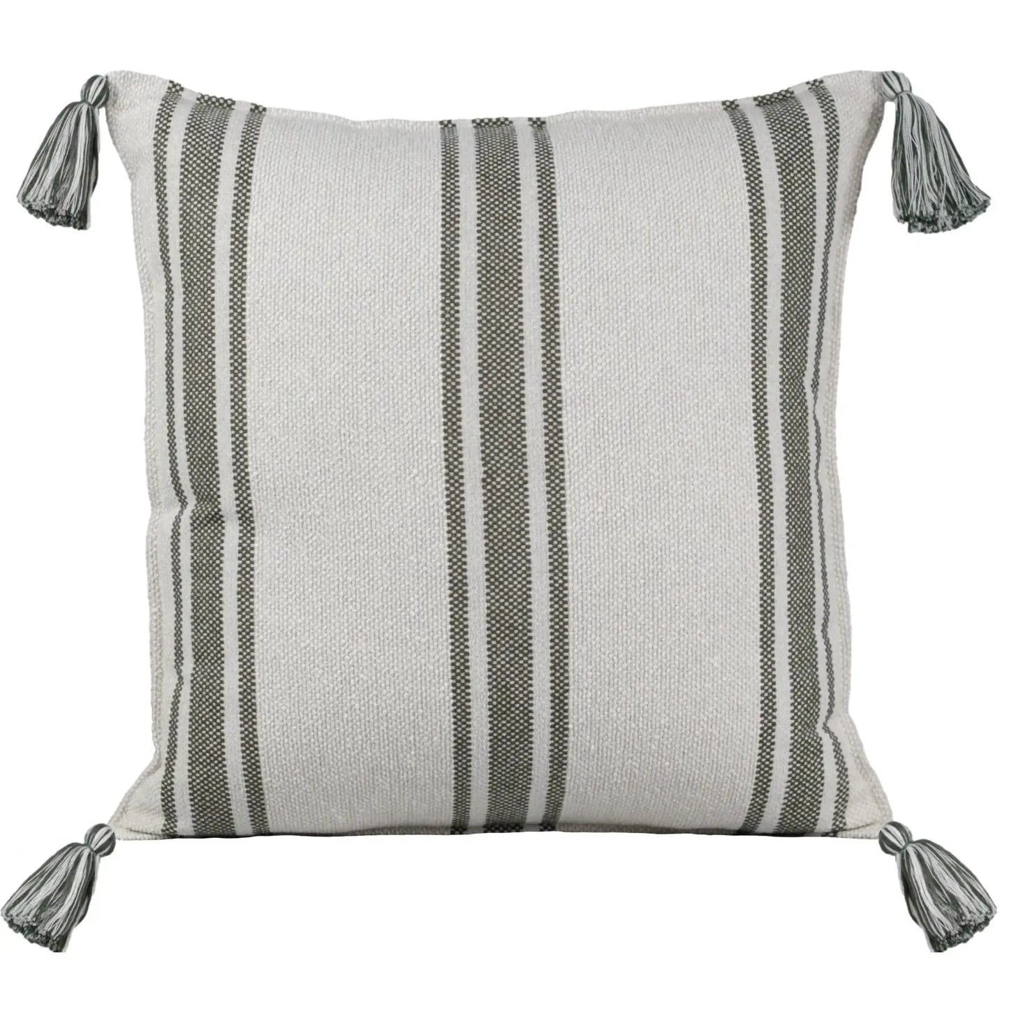 Almofada Bouclé Azul 60x60 Listra e Pingente de Tecido