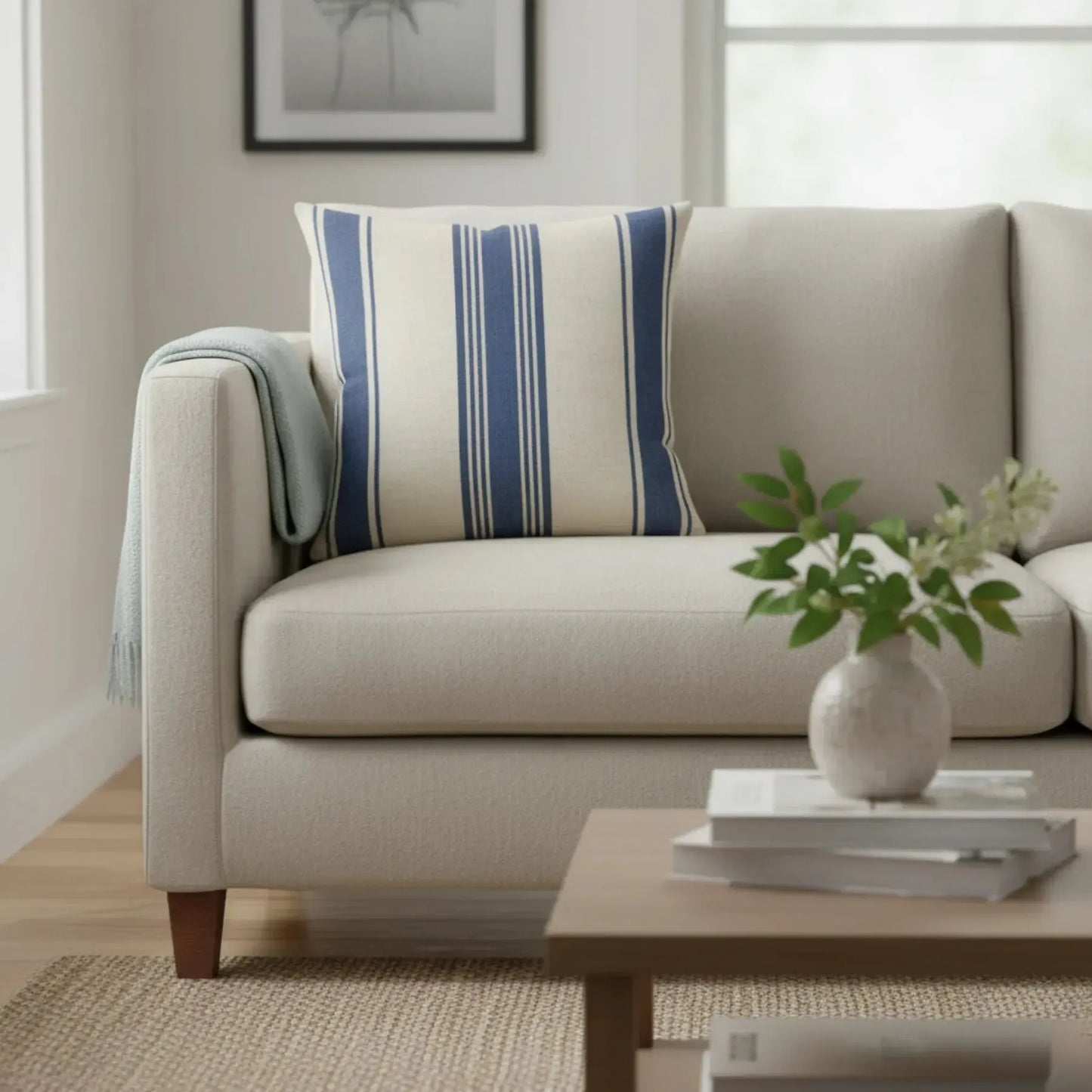 Almofada Linho 52x52 Verde Listrado Modelo 1