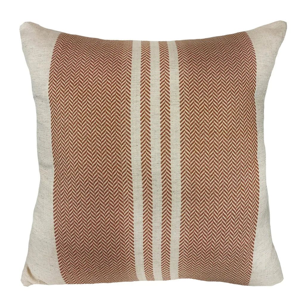 Almofada Linho 52x52 Ocre Listrado