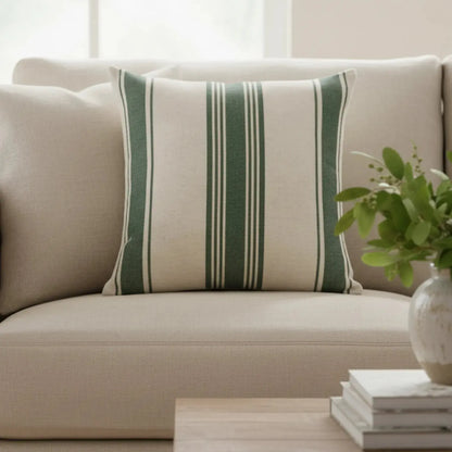 Almofada Linho 52x52 Verde Listrado Modelo 1