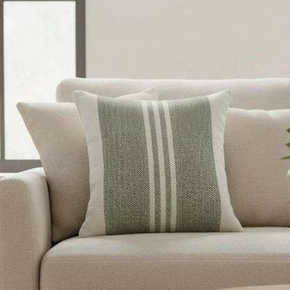 Almofada Linho 52x52 Verde Listrado Modelo 2