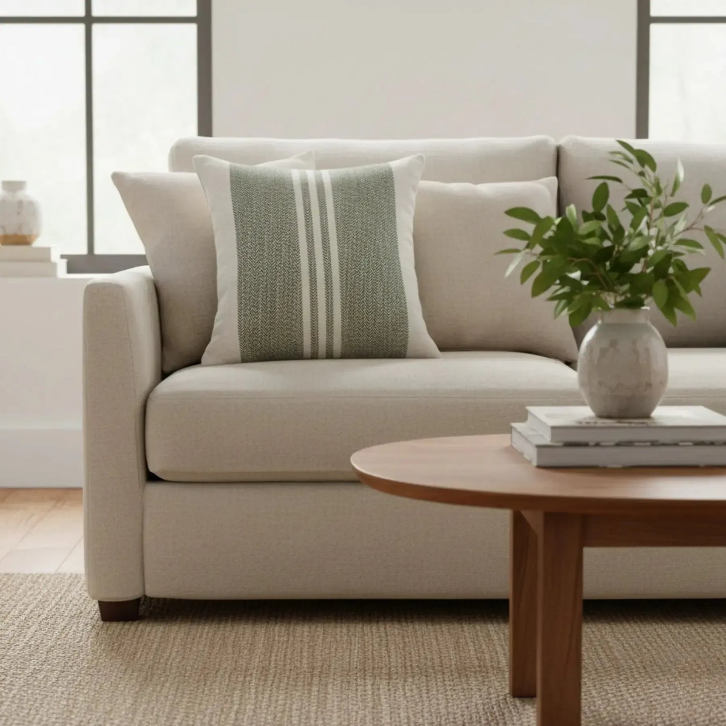 Almofada Linho 52x52 Verde Listrado Modelo 2