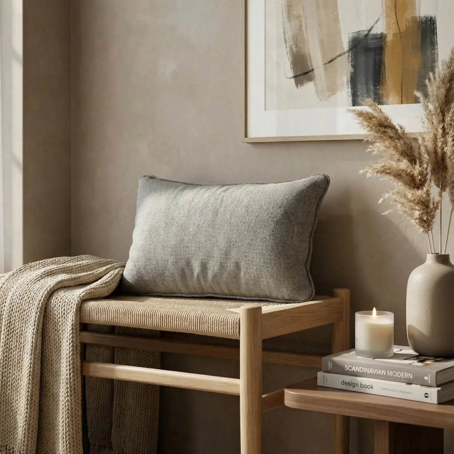 Almofada Linho Azul 35x52 Lisa Cordão