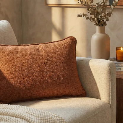Almofada Linho Terracota 35x52 Lisa Cordão