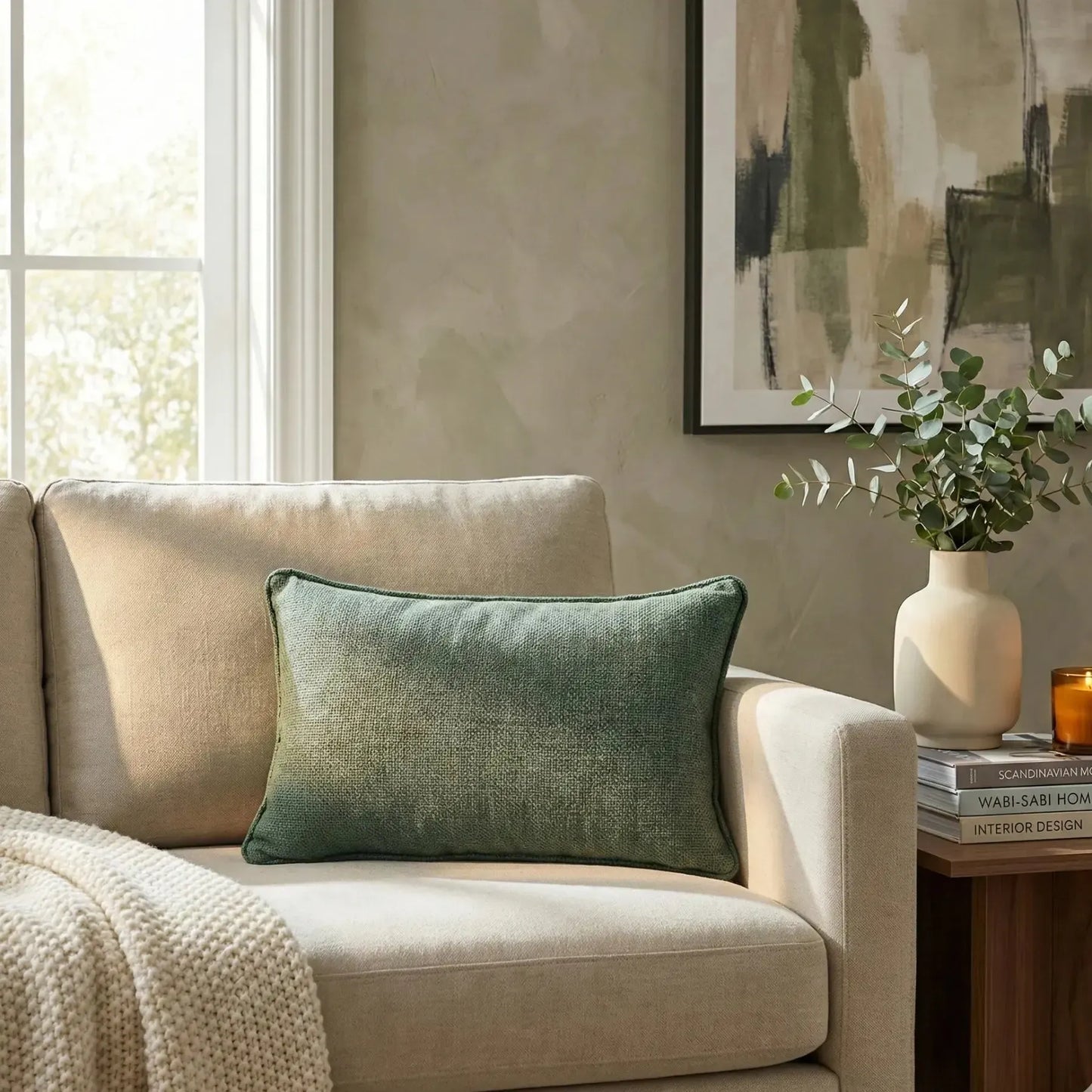 Almofada Linho Azul 35x52 Lisa Cordão