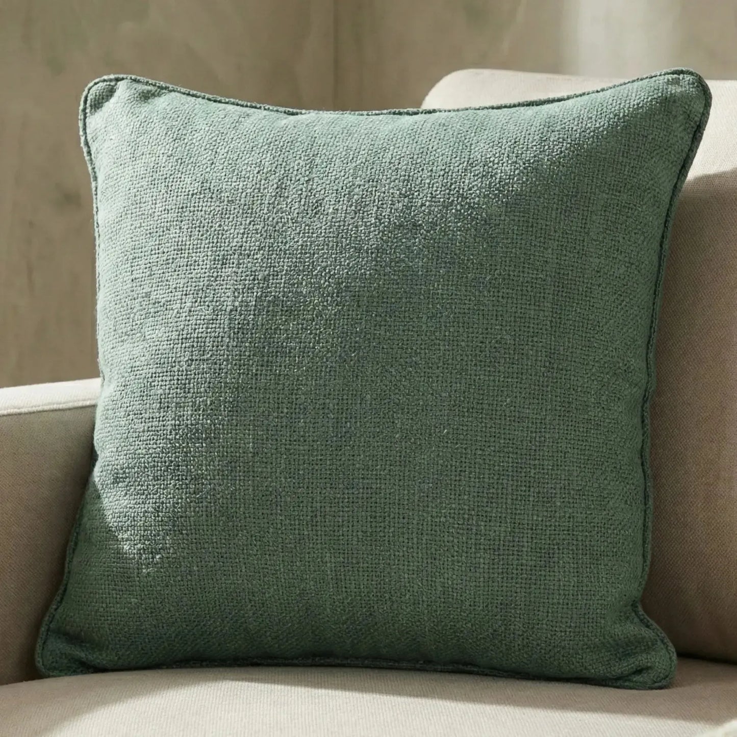 Almofada Linho Azul 52x52 Lisa Cordão