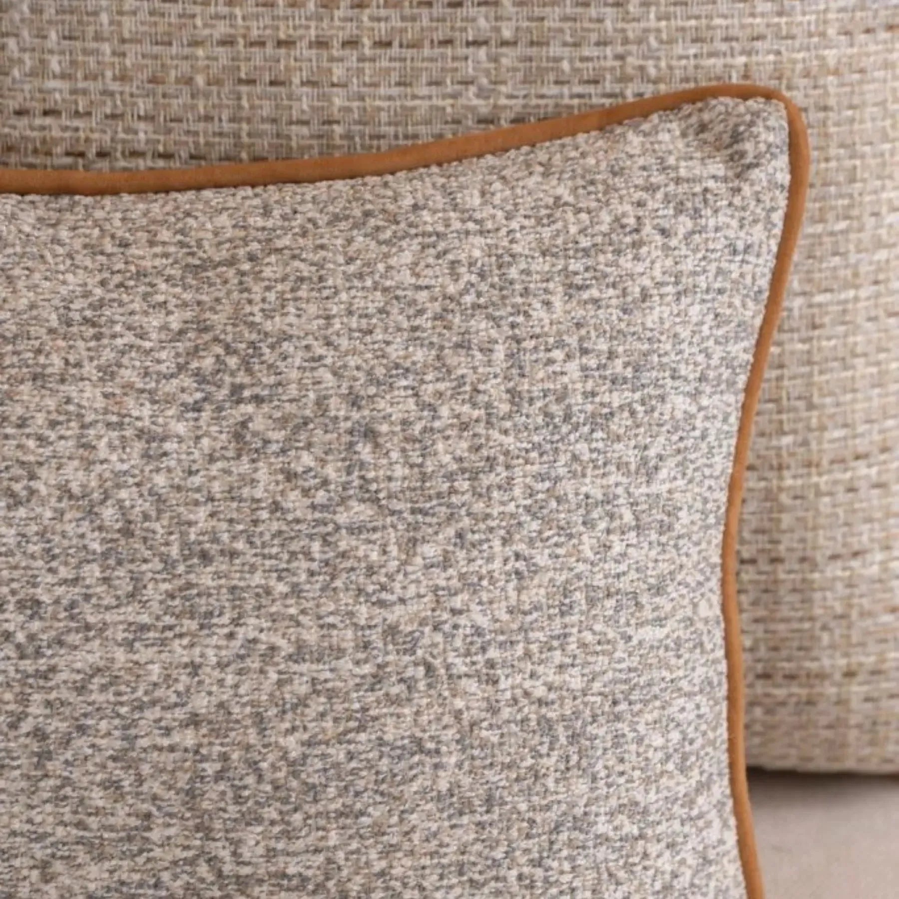 Almofada Rustica Cordão Camurça Bege 35x52