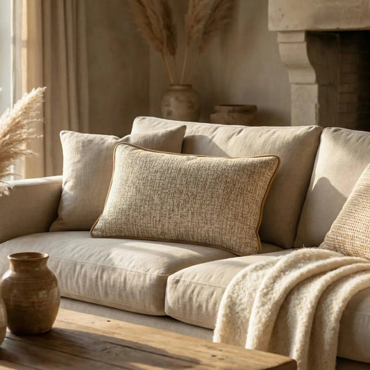 Almofada Rustica Cordão Camurça Bege 35x52
