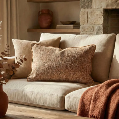 Almofada Rustica Cordão Camurça Ocre 35x52