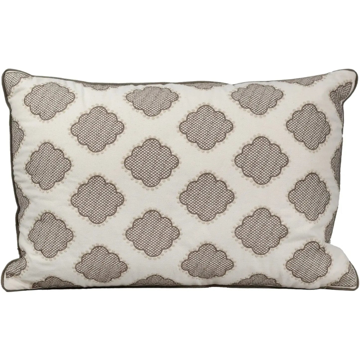 Almofada Sarja Cru 35x52 Bordado Castanho Fino Indiano Taj