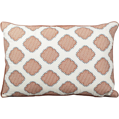 Almofada Sarja Cru 35x52 Bordado Terracota Fino Indiano Taj