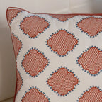 Almofada Sarja Cru 35x52 Bordado Terracota Fino Indiano Taj