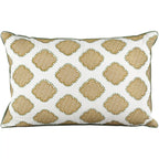 Almofada Sarja Cru 35x52 Bordado Verde Fino Indiano Taj