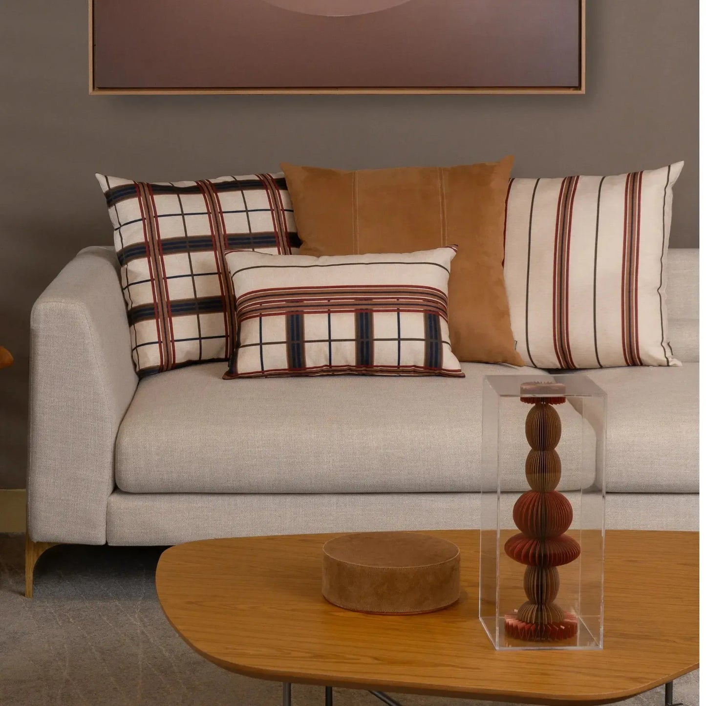 Almofada Viscose 52x52 Xadrez Natural