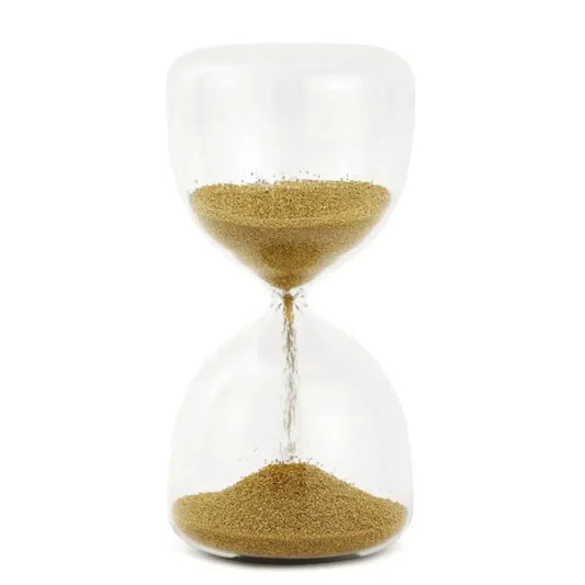 Ampulheta em Vidro com Areia 15 Minutos Dourada 16x08cm Mart