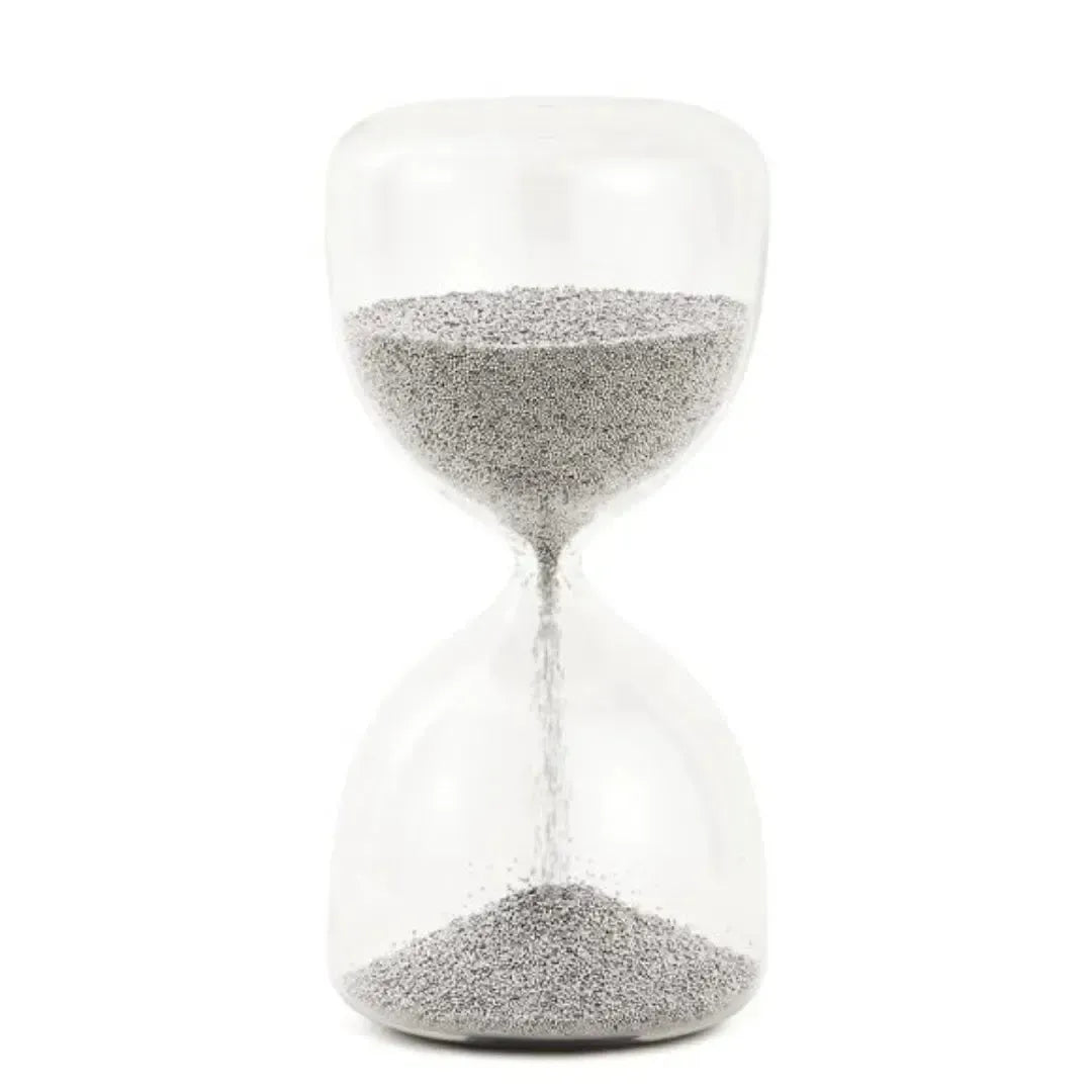 Ampulheta em Vidro com Areia 15 Minutos Prata 16x08cm Mart