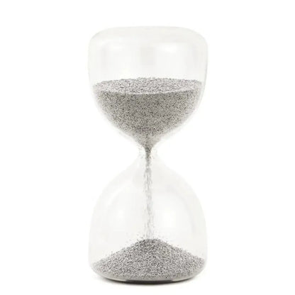 Ampulheta em Vidro com Areia 15 Minutos Prata 16x08cm Mart