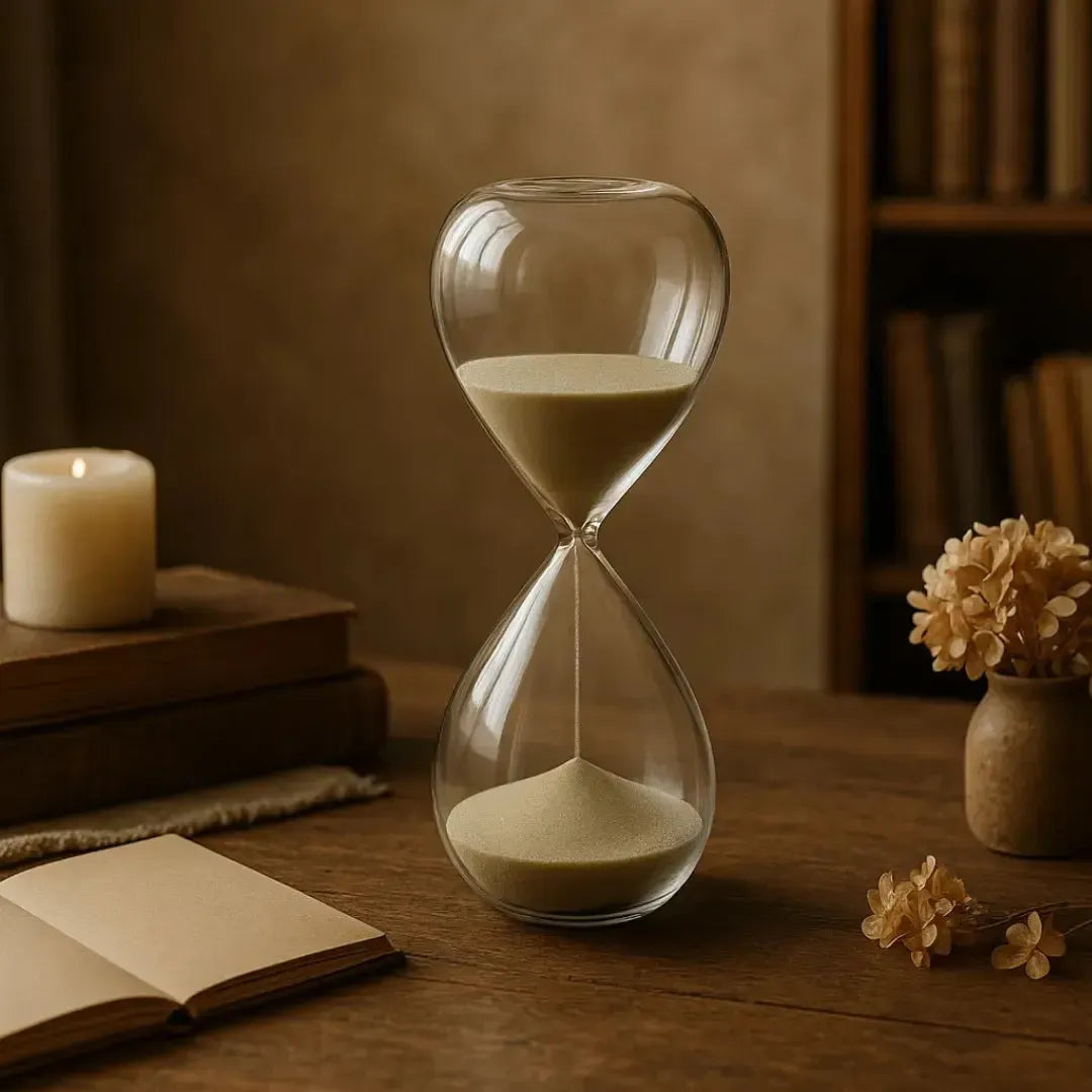 Ampulheta em Vidro com Areia 30 Minutos Bege