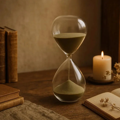 Ampulheta em Vidro com Areia 30 Minutos Bege