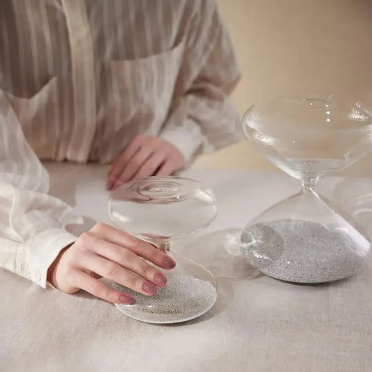 Ampulheta em Vidro com Areia 30 Minutos Prata Mart