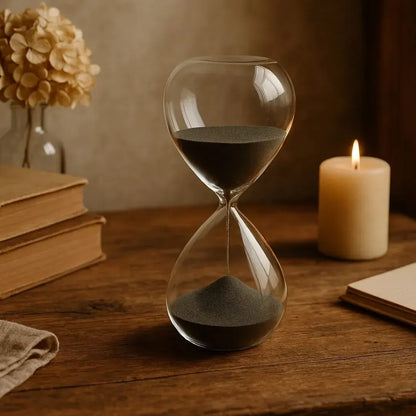 Ampulheta em Vidro com Areia 30 Minutos Preta