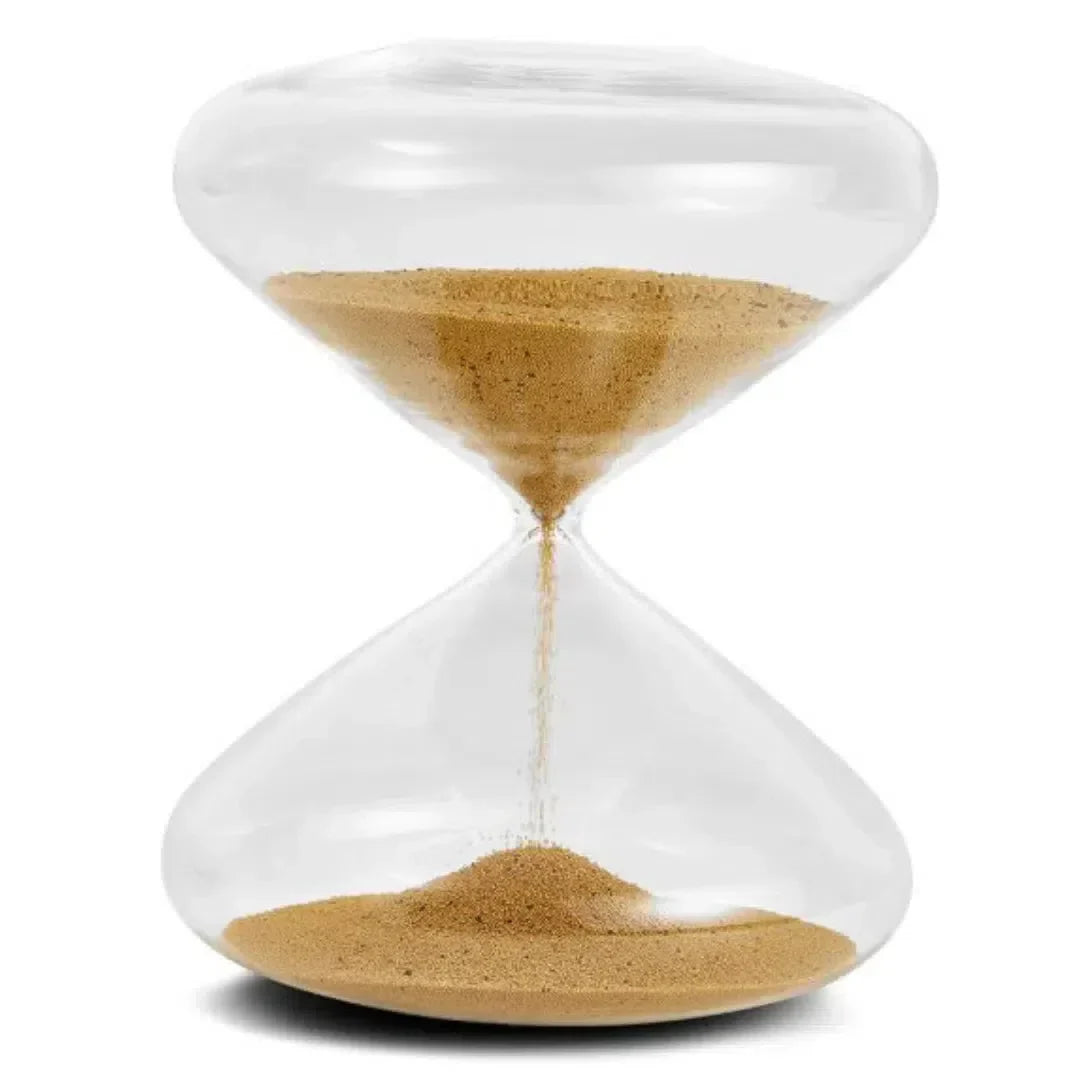 Ampulheta em Vidro com Areia 60 Minutos Dourada Mart