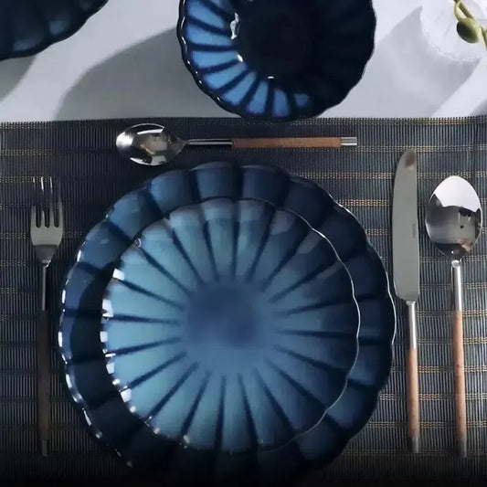 Aparelho de Jantar Cerâmica Scallop Azul 24 peças Wolff